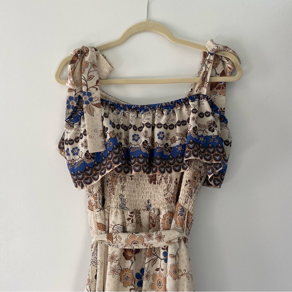Anne Klein Women's 16/XL Floral Printed Tie-Shoulder Off-The-Shoulder Midi Dress - Picture 12 of 15